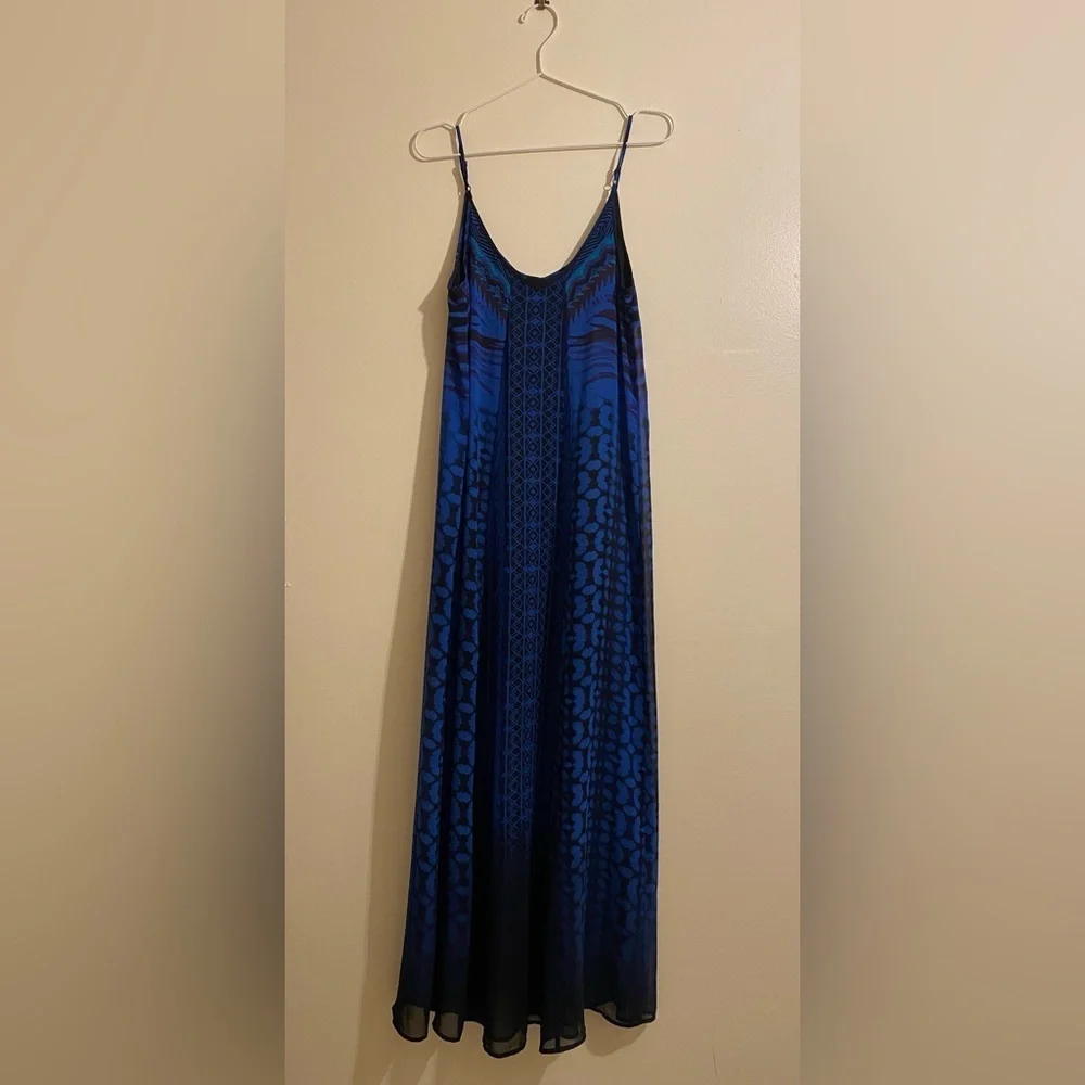 Express Black and Blue Patterned Maxi Dress. Size S